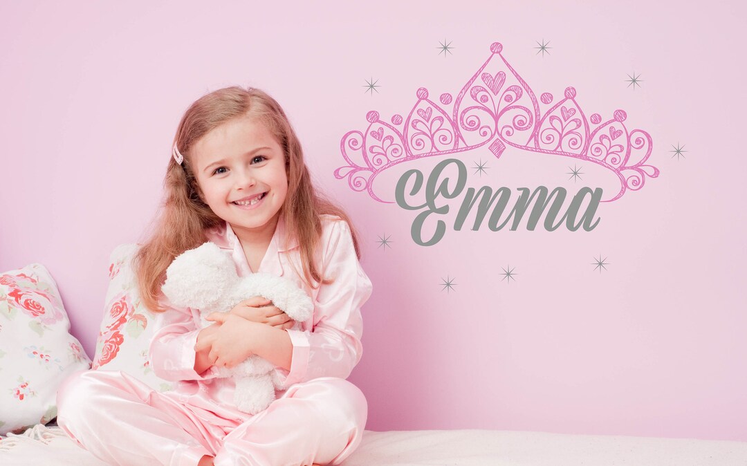 Personalized Name Wall Decal, Crown Wall Decal, Baby Girl Name Decal