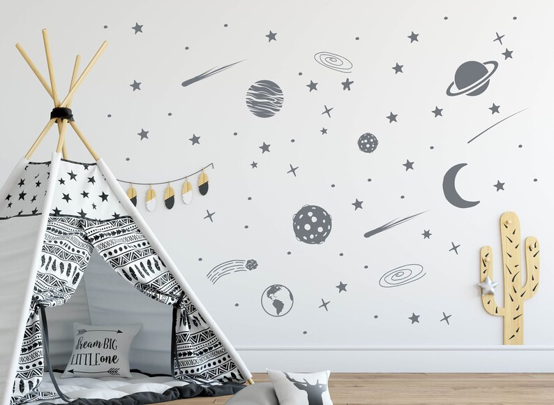 Bebe Garcon Fille Nursery Chambre Salle De Jeux Wall Sticker Citation Shoot For The Moon