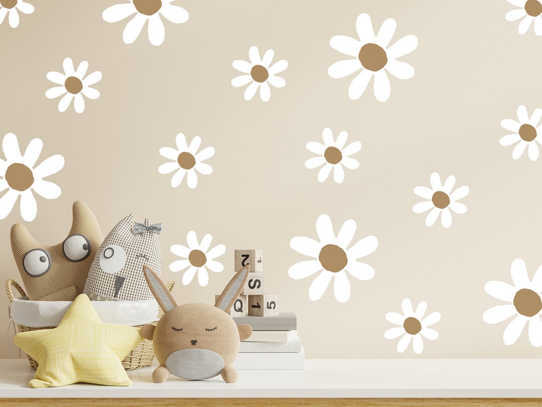 Daisy Wall Decals, Nursery Room Murals, Baby Girl Decor, Removable ...