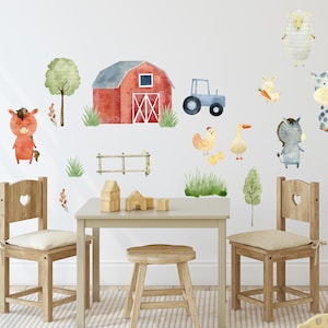 Farm Animal Wall Decals, Farmhouse  Fabric Wall Decal, Nursery Decor, Kids Room Wall Art, Baby Room Wall Decor