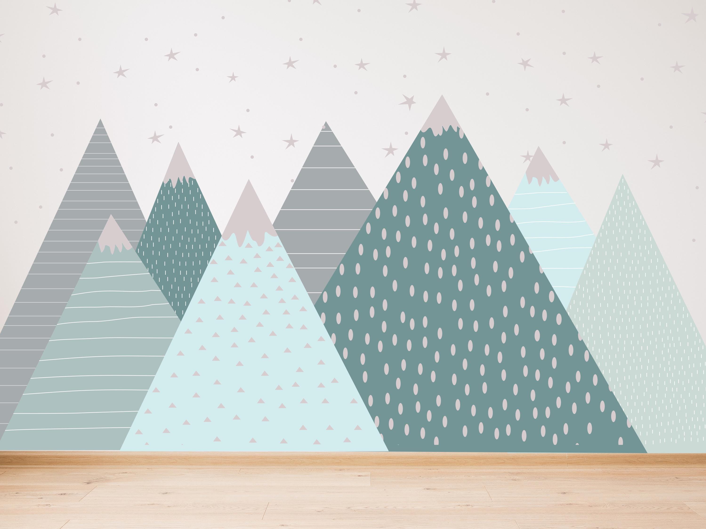 Mountain Wall Decal, Peel and Stick Fabric Mountain Mural, Nursery ...