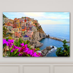 Cinque Terre canvas, Cinque Terre Italy Canvas, Italian Riviera, Cinque Terre landscape, Manarola Italy,Ready to hang, Italy wall canvas !
