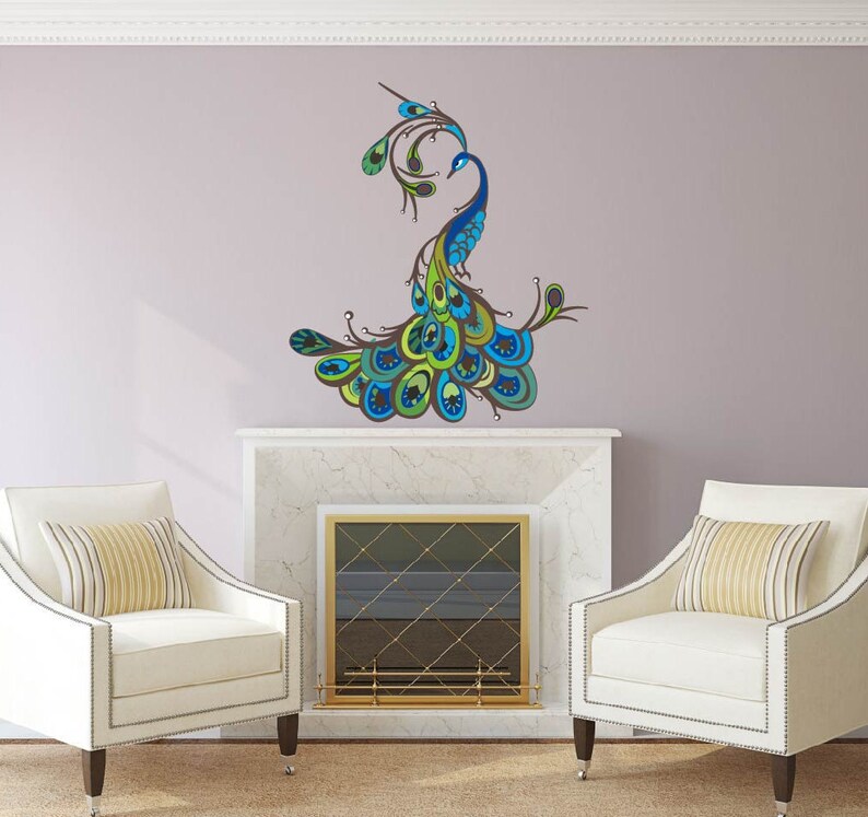 Peacock Wall Decal Peacock Fabric Wall Decal Peacock Etsy
