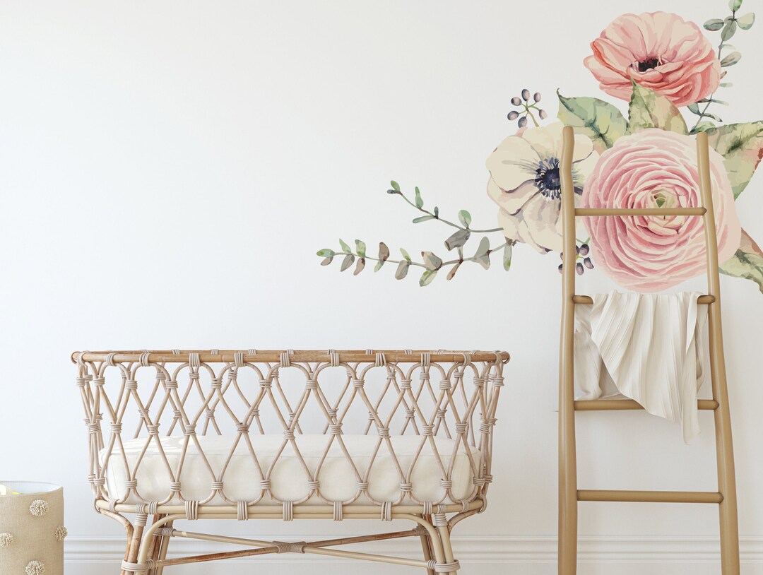 Peony Flower Wall Decals, Watercolor Peony, Floral Wall Decals, Floral ...