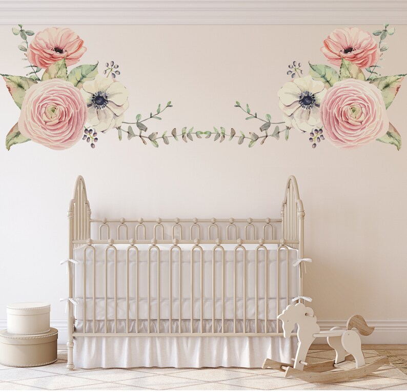 Peony Flower Wall Decals, Watercolor Peony, Floral Wall Decals, Floral ...