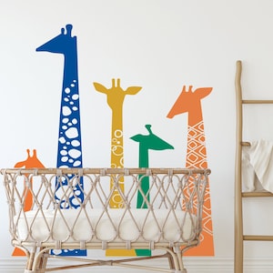 Giraffe Wall Decal, Nursery Wall Mural,  Safari Wall Decal, Boys Room Wall Decal, Baby Room, Jungle animals,  PlayRoom Decor