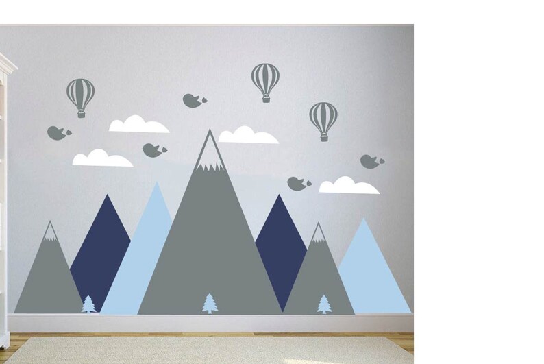 Mountain Wall Decal Nursery Wall Decal Clouds Wall Decals Etsy