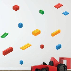 Building Toys bricks Decal, Boys Room Decal, Playroom, Easy Peel & Stick, Fabric Decal, removable and reusable, Nursery Wall Decal, Mural