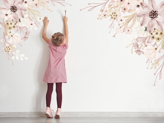 Plastic Free Fabric Decal Kids Room / Nursery Flowers Decals