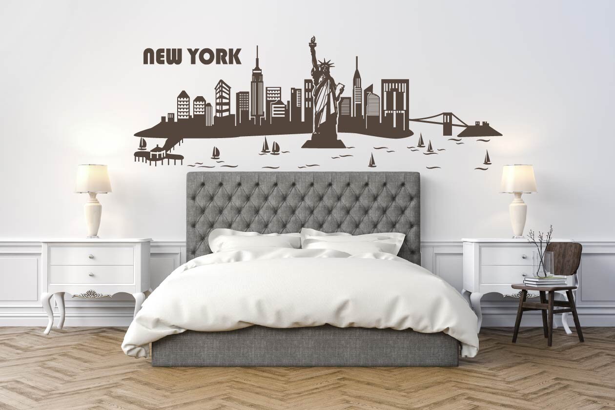 New York Skyline wall decal Statue of Liberty Decal Wall Etsy