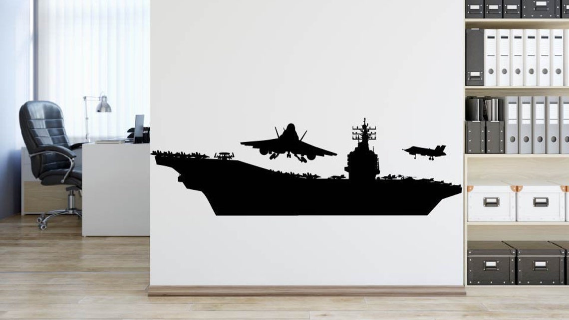 US Navy Wall Decal Aircraft Carrier Decal American Fighter Etsy