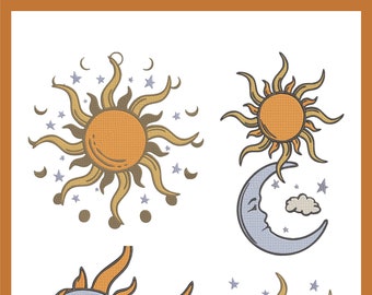 Sun & Moon Machine Embroidery Design Set