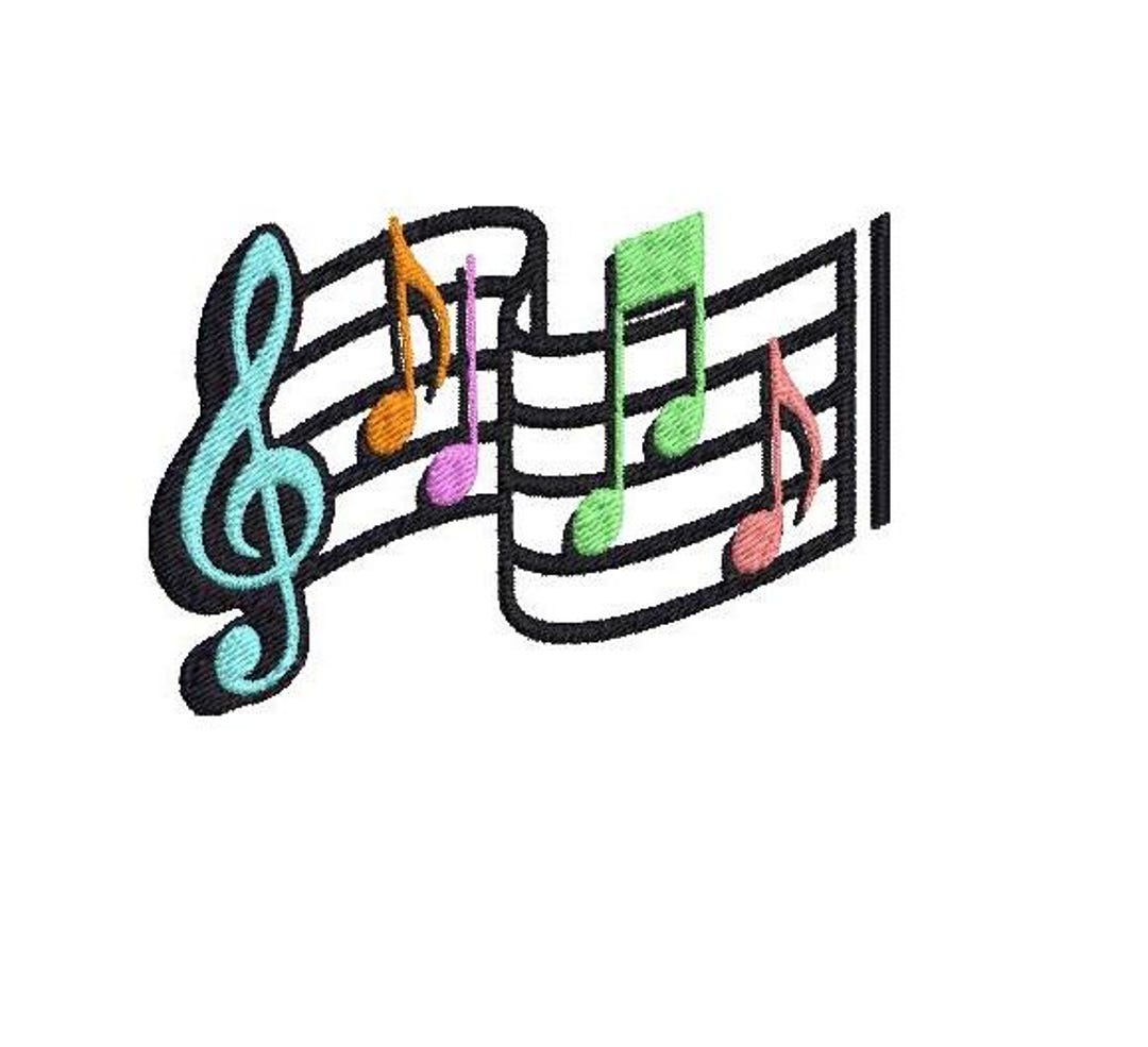 Melodic Machine Embroidery Design: Musical Notes Pattern for Fabric ...