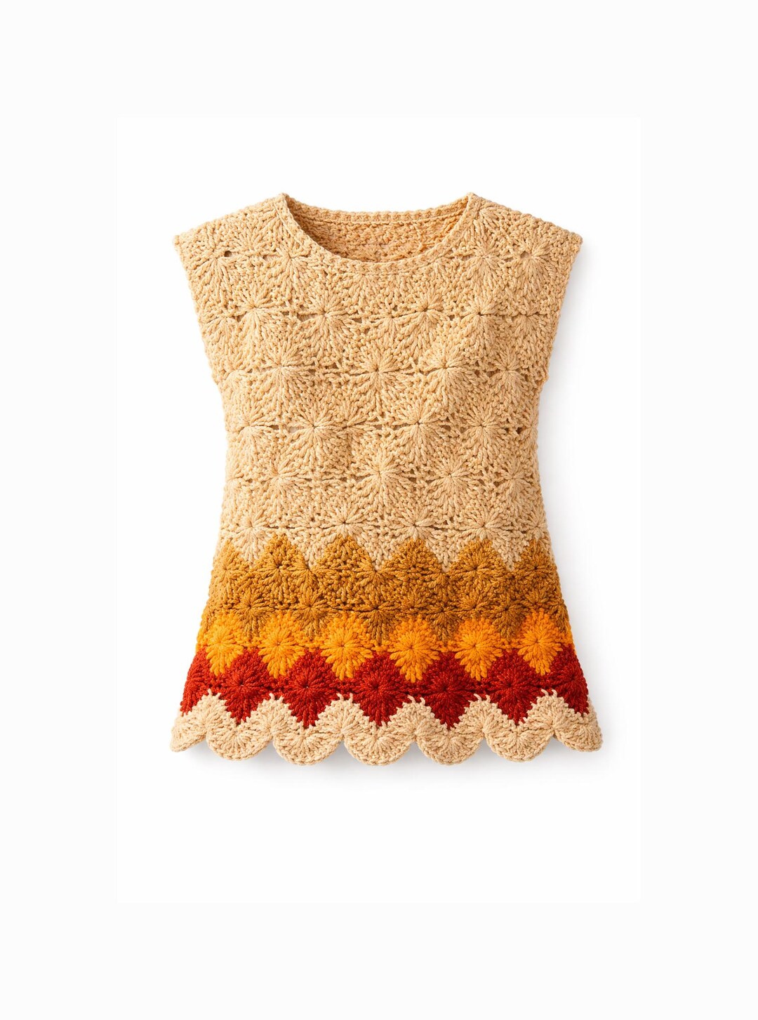 Crochet Cluster Stitch Colorwork Vest Pattern | Retro Style (PDF ...