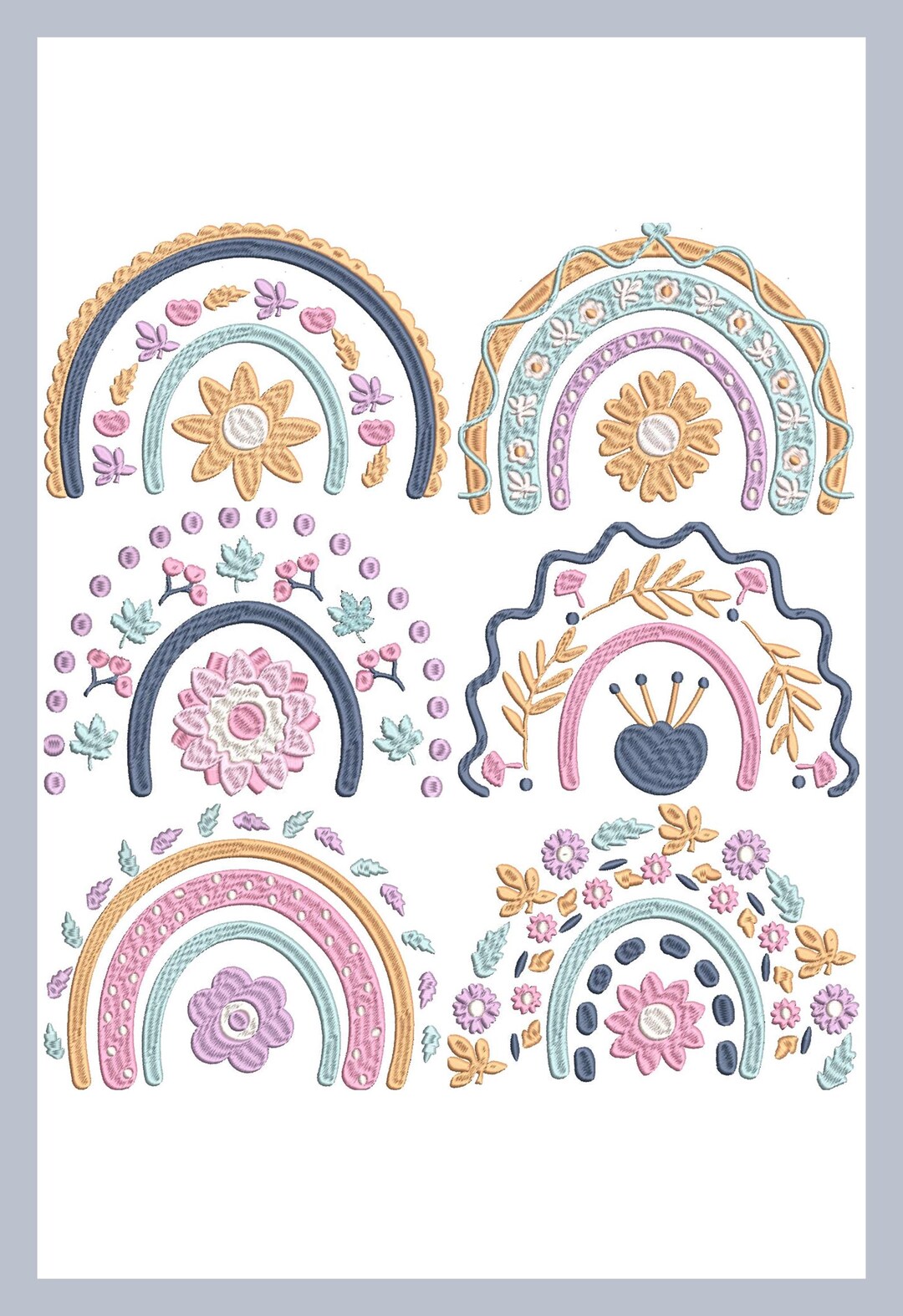 Assorted Rainbows Machine Embroidery Design Bundle - Etsy