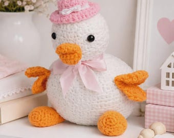 Vintage Crochet Duck Toy Pattern PDF, Stuffed Crochet Duck, Amigurumi Duck Pattern, Crochet Animal Toy, Nursery Decor Crochet Pattern