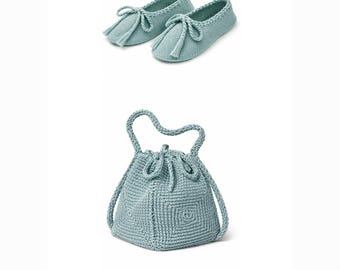 Vintage Crochet Handbag & Slipper Pattern Set PDF, Retro Purse and House Slippers, Women's Crochet Accessories, Vintage Crochet Collection