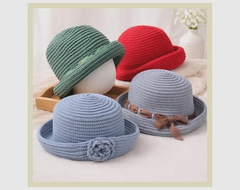 Classic Crochet Hat Pattern PDF, Beginner Crochet Hat, Wide Brim Sun Hat, Crochet Cloche Hat, Women's Crochet Hat with Rosette