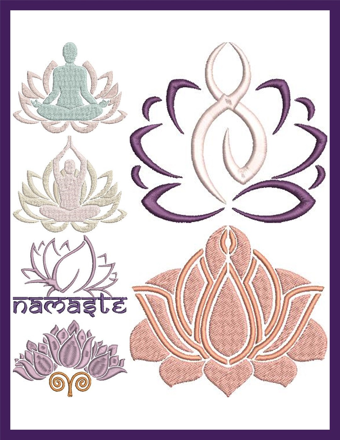 Assorted Yoga Machine Embroidery Designs Bundle Etsy