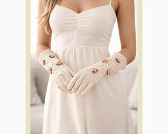 Vintage Crochet Floral Gloves Pattern PDF, Lace Crochet Gloves, Victorian Style Handwear, Thread Crochet Gloves, Elegant Crochet Accessories
