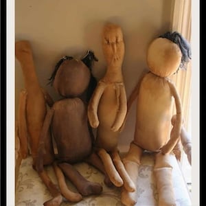 Primitive Doll Sewing Patterns: 4 Assorted Sizes for Rustic Handmade Cloth Figures