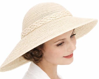 Vintage Crochet Sun Hat Pattern PDF, Wide Brim Summer Hat, Cotton Sunhat, Women's Crochet Hat Pattern, Retro Fashion Accessory