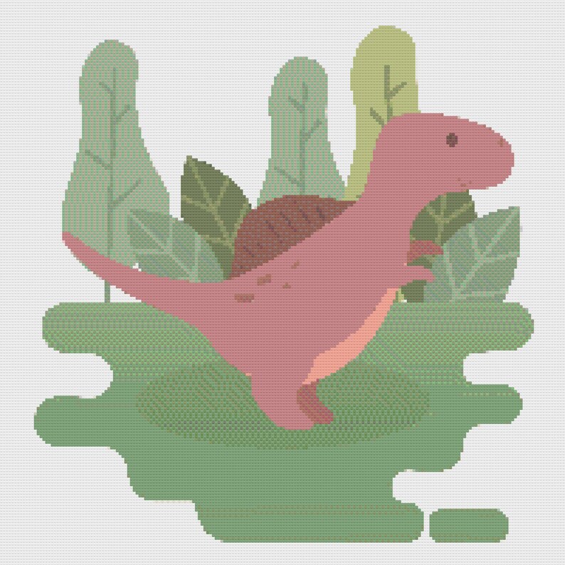 Cross Stitch Instant Download PDF Dinosaur Design Pattern 02
