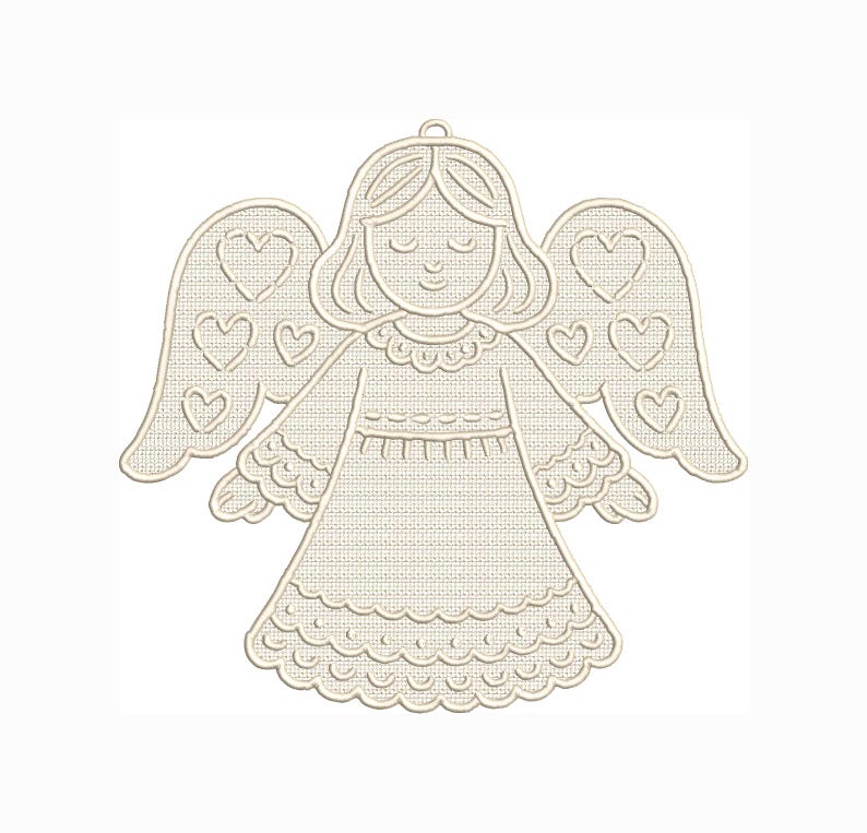 Elegant Lace Angel Machine Embroidery Pattern - Multi-format Digital ...