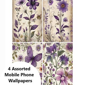 Sfondi per smartphone con fiori viola stravaganti, sfondi digitali floreali rilassanti per dispositivi mobili