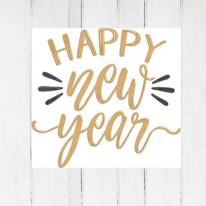 Happy New Year Machine Embroidery Design Digital Pattern for DIY Holiday Stitching & Crafts