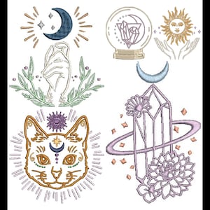 Enchanting Mystical Embroidery Designs: Digital Bundle for Machine Stitching - Various Formats