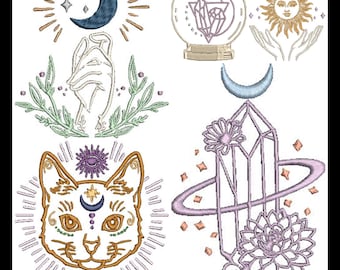 Enchanting Mystical Embroidery Designs: Digital Bundle for Machine Stitching - Various Formats
