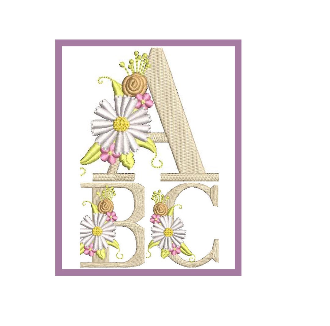 Spring Daisy Alphabet Embroidery Patterns: Digital Download for Machine ...
