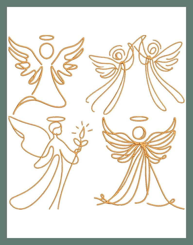 Angelic Line Art Embroidery Patterns: Versatile Collection for Various ...