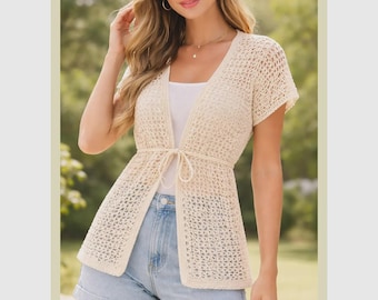 Crochet Summer Cover-Up Pattern PDF, Easy Beach Cover Up, Women's Crochet Swim Cover Up, V-Stitch Tunic Pattern, Sizes S to L