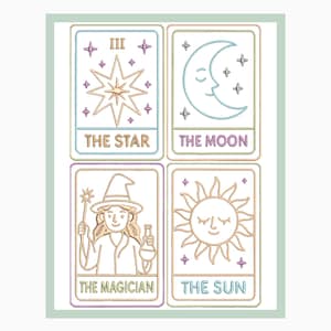 Diverse Tarot Machine Embroidery Bundle: Mystical Designs for Spiritual Crafting