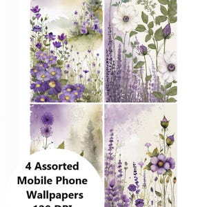 Sfondi per smartphone con fiori viola stravaganti, sfondi digitali floreali rilassanti per dispositivi mobili