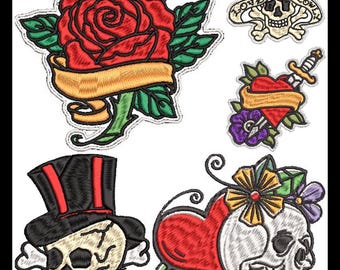 Vintage-Inspired Tattoo Machine Embroidery Designs: Mystical Art Collection for DIY Crafters