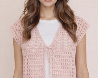 Crochet Mesh Cardigan Pattern PDF, Lightweight Openwork Cardigan, Women's Crochet Sweater, Sizes XS to 5X, Intermediate Crochet Pattern