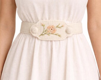 Vintage Crochet Embroidered Belt Pattern PDF, Floral Crochet Belt, Women's Fashion Accessory, Retro Crochet Belt, Thread Crochet Pattern