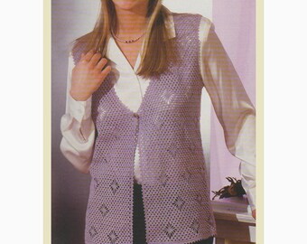 Lacy Crochet Vest Pattern PDF, Spider Web Crochet Vest, Women's Openwork Vest, Boho Crochet Cardigan Vest, Sizes S to XL