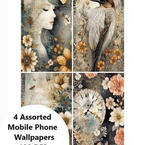 Sfondi vintage stravaganti per smartphone Sfondi digitali floreali rilassanti per dispositivi mobili