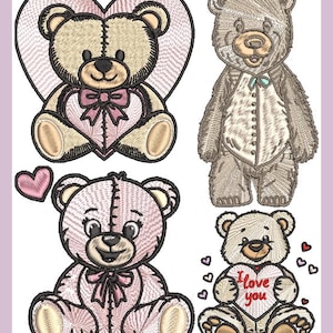 Diseños de bordado a máquina de ositos de peluche coloridos: Colección de patrones inspiradores para varios formatos