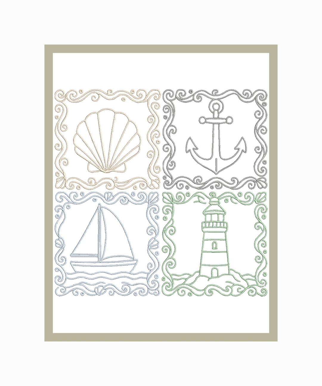 Coastal Machine Embroidery Bundle: Seashore Designs for Beach-themed ...