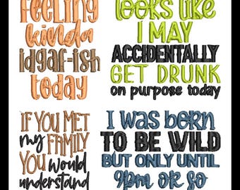 Cheeky Adult Phrases Embroidery Bundle: Digital Designs for Stitching Humor on Fabric