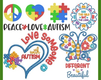 Autism Awareness Embroidery Pattern: Digital Design for Machine Stitching & Crafts