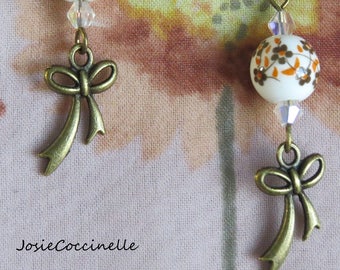 Boucles d'oreille bohême Boucle & cristal blanc