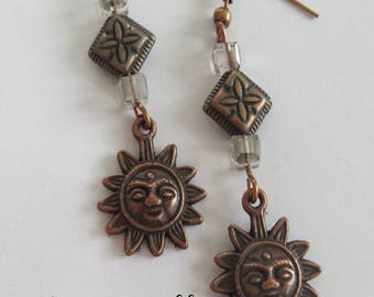 Sun and crystal earrings