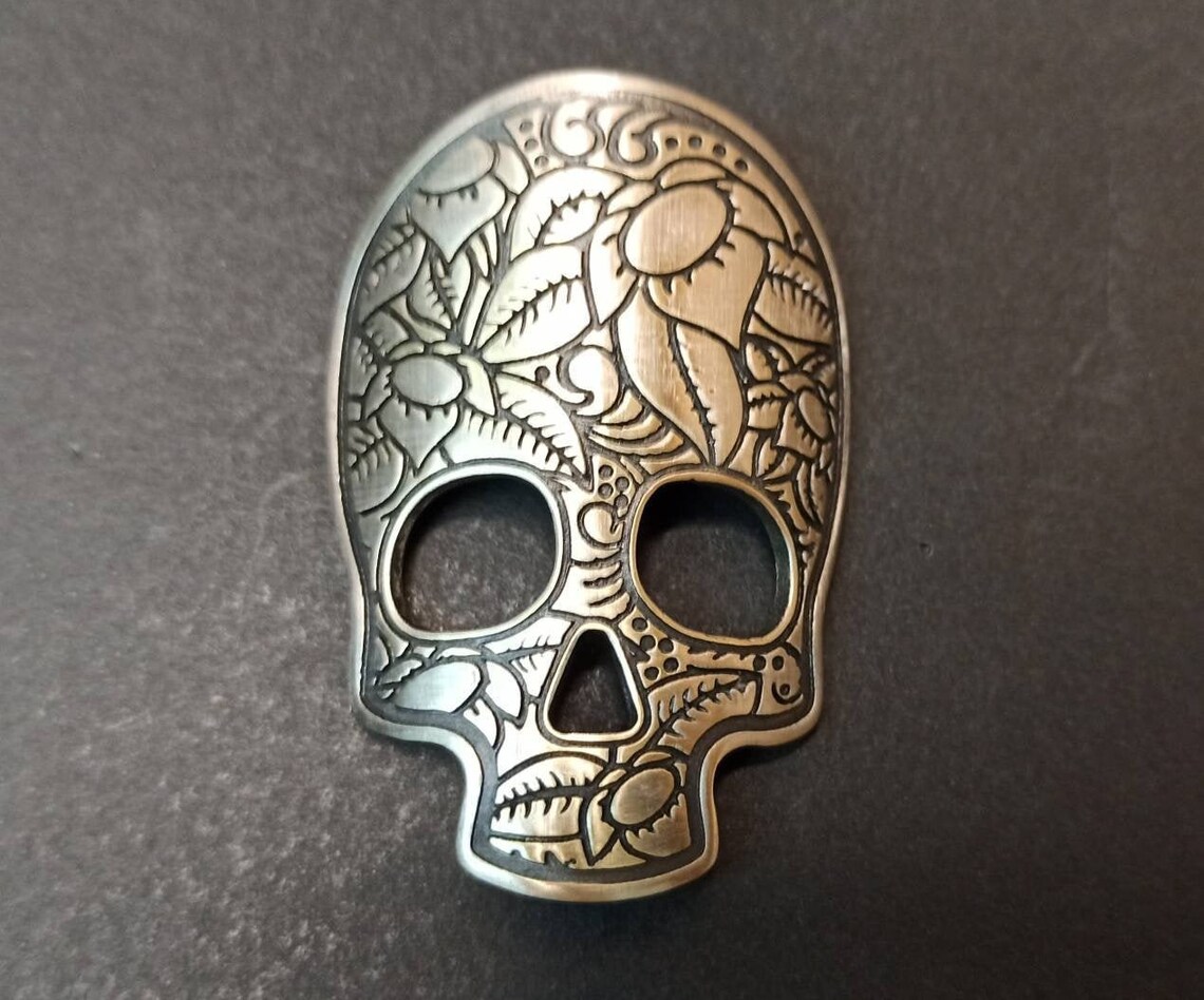 Ready to Ship Head Badge for Bicycle. Fluorish Skull Bycicle Etsy