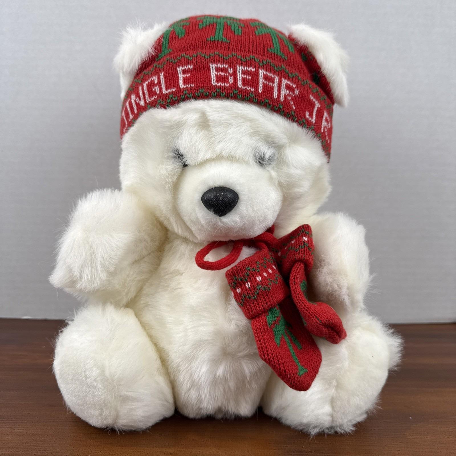 Jingle Bear Vintage 1980's Weinstocks Plush White Teddy Bear With